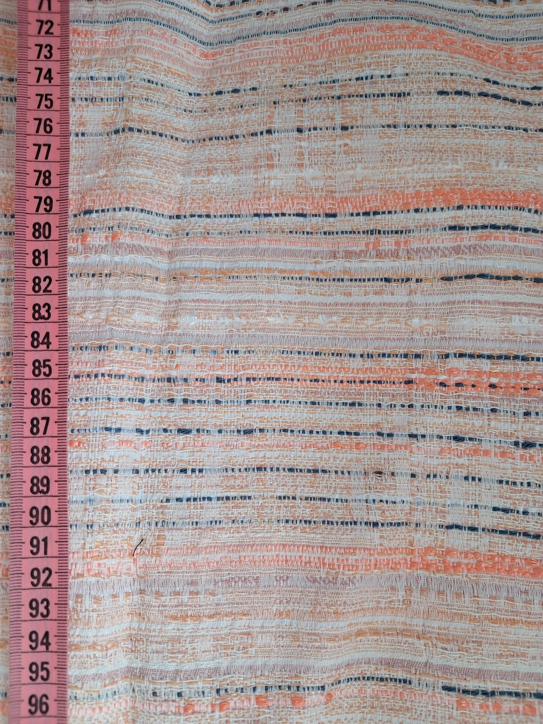 TISSU - Jacquard listrado salmão, bege e cinza azulado – photo 4